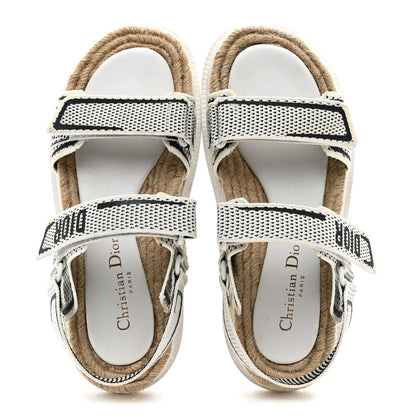Christian Dior Technical Knit Jute Dioract 10mm Sandals 38.5 White Black 2 of 9