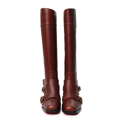 Christian Louboutin Calfskin Caballero 60 Calf Boots 37.5 Brown 2 of 6