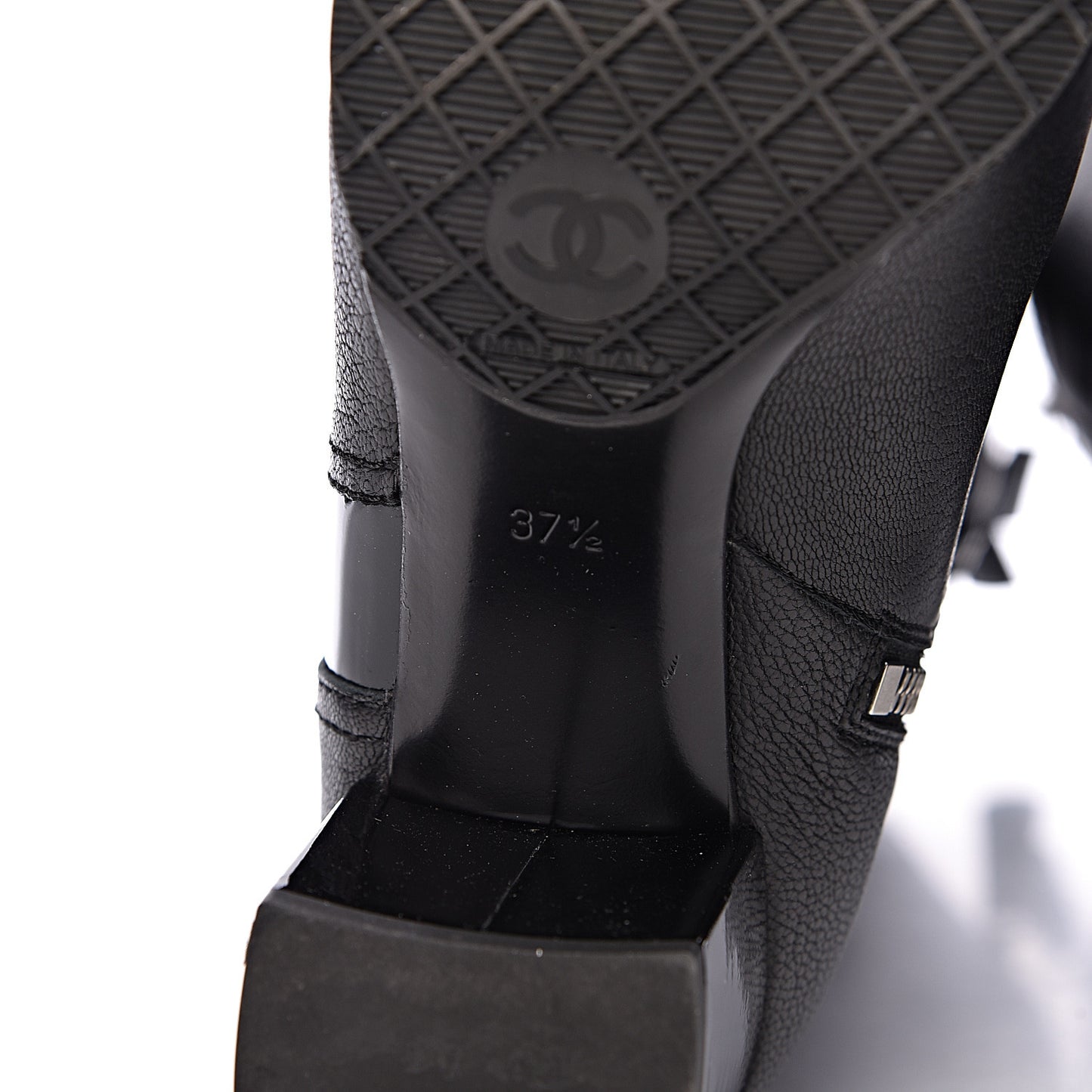 Grained Goatskin Patent Calfskin High Boots 37.5 Black