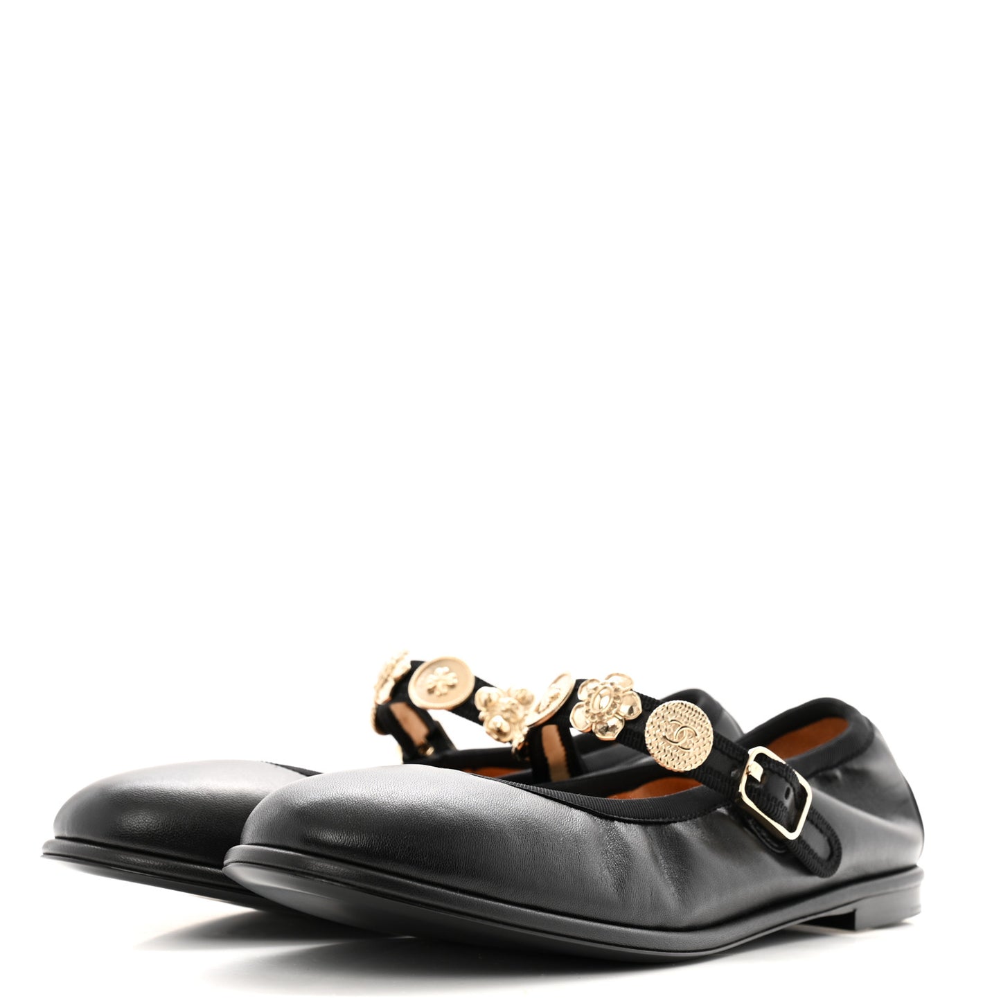 Lambskin Charm Mary Jane Flats 39 Black