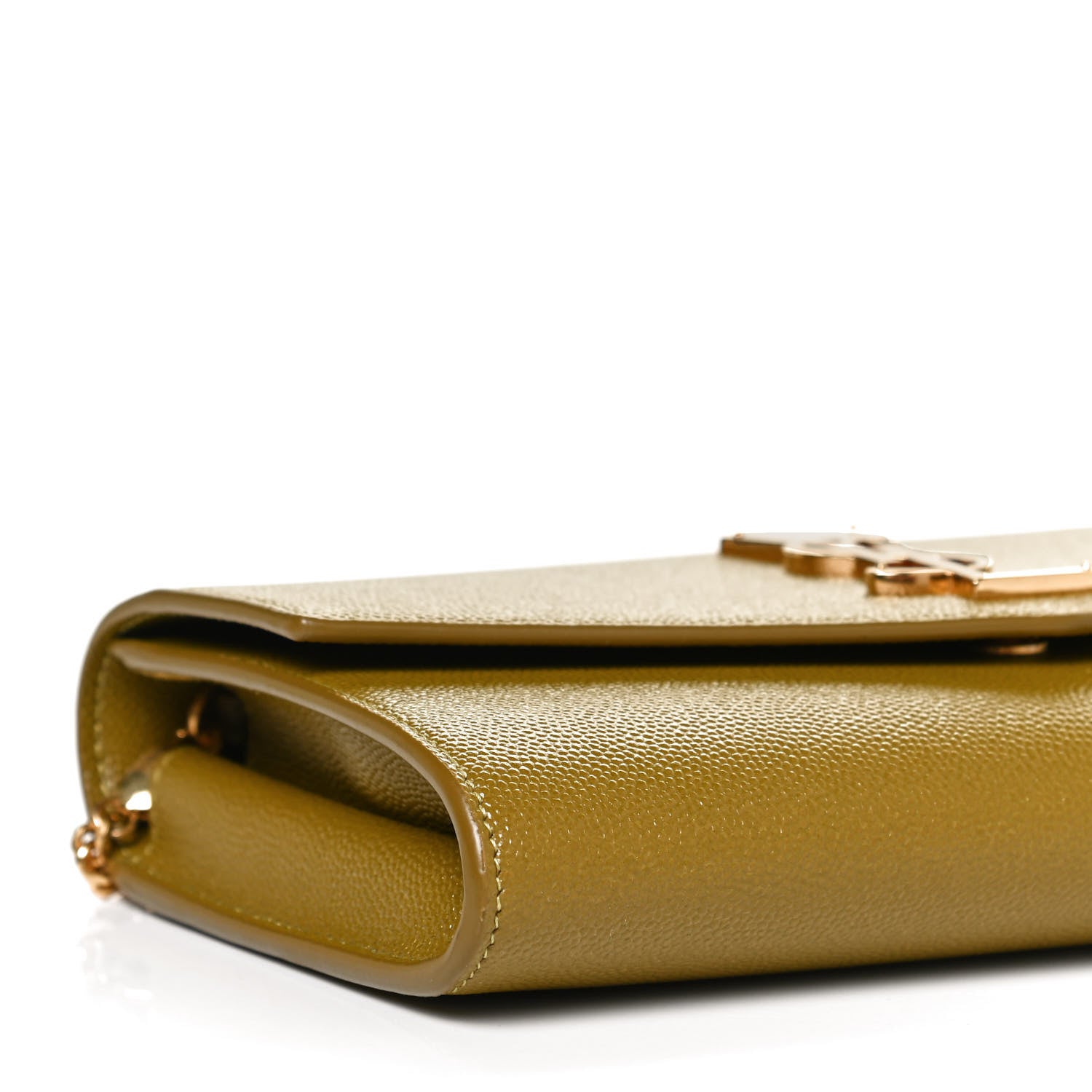 Saint Laurent Grain De Poudre Monogram Uptown Chain Wallet Olive 10 of 11