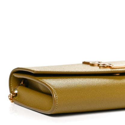 Saint Laurent Grain De Poudre Monogram Uptown Chain Wallet Olive 10 of 11