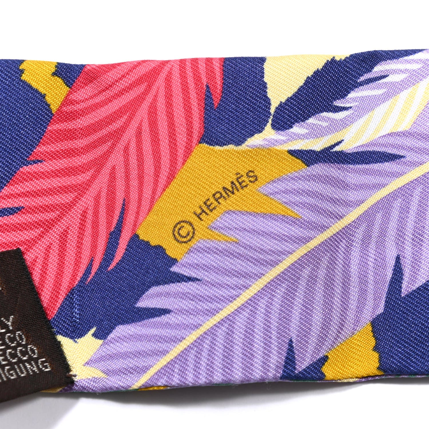 Hermes Silk Jaguar Quetzal Twilly Jaune Vert Mauve 3 of 3