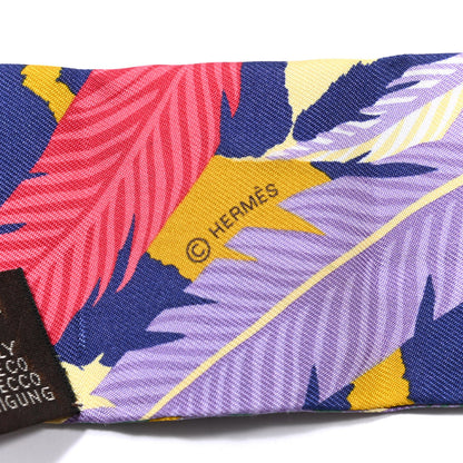 Hermes Silk Jaguar Quetzal Twilly Jaune Vert Mauve 3 of 3