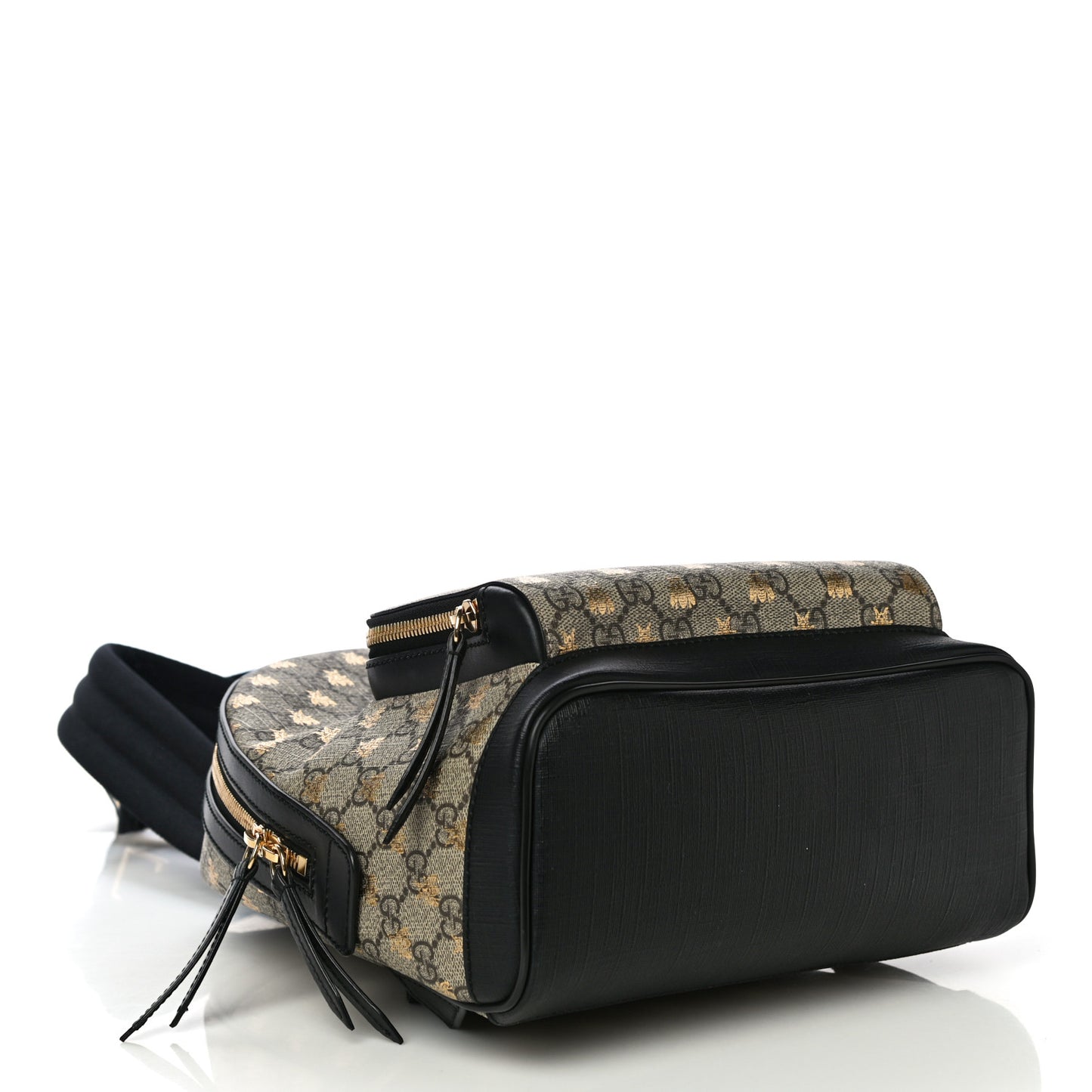 GG Supreme Monogram Bees Print Small Day Backpack Beige Oro Black