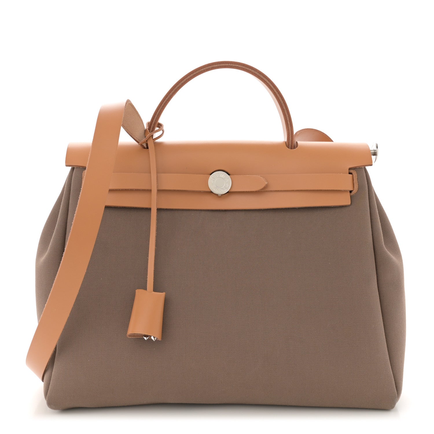 Hermes Military Toile Vache Hunter Herbag Zip Retourne 31 PM Etoupe Dune 1 of 12