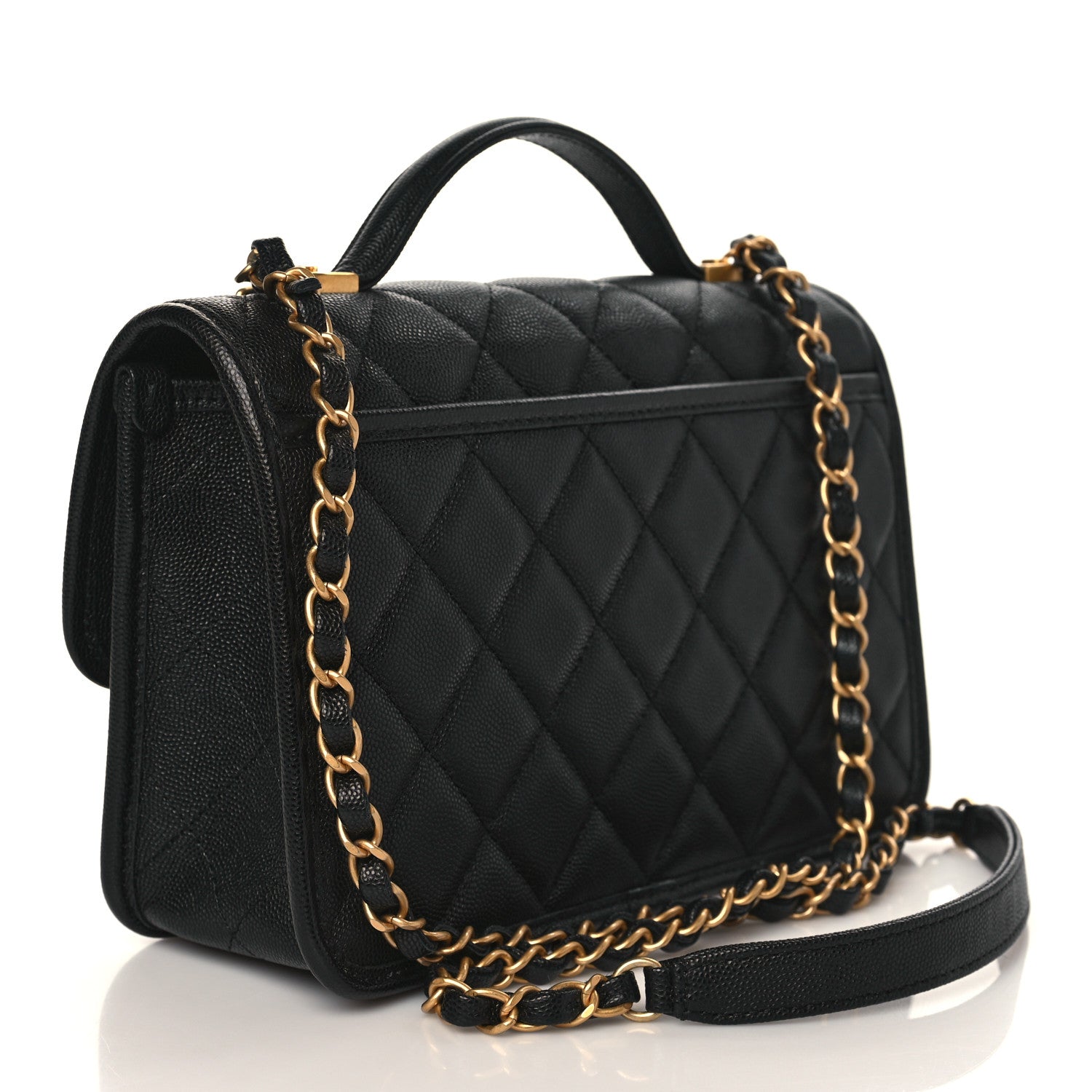 Chanel Caviar Quilted School Memory Small Top Handle Flap Black 3 of 9