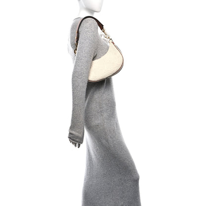 Celine Crochet Embroidered Ava Triomphe Shoulder Bag White Tan 2 of 10