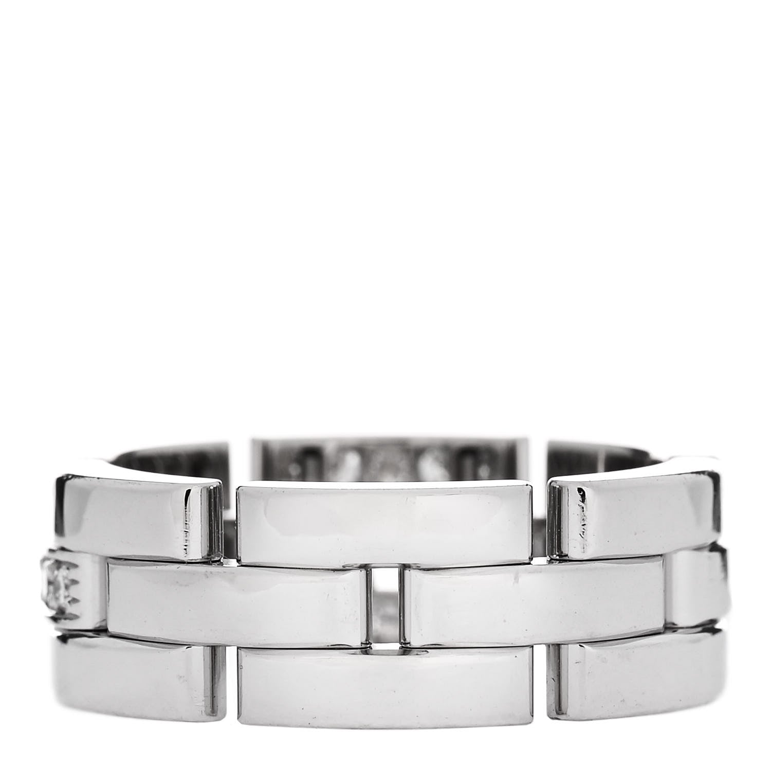 Cartier 18K White Gold Diamond Maillon Panthere 3 Half Rows Paved Ring 57 8 3 of 4