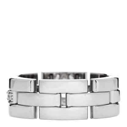 Cartier 18K White Gold Diamond Maillon Panthere 3 Half Rows Paved Ring 57 8 3 of 4