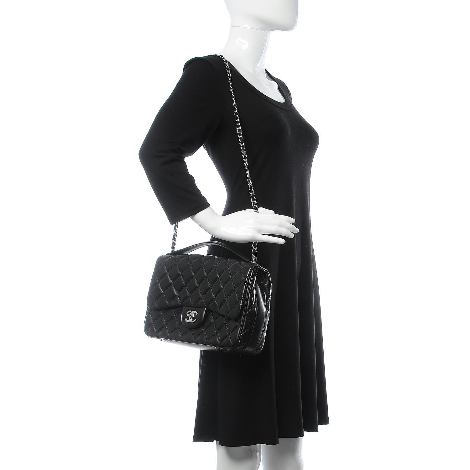 Chanel Lambskin Quilted Jumbo Easy Carry Flap Black 2 of 8