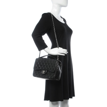 Chanel Lambskin Quilted Jumbo Easy Carry Flap Black 2 of 8