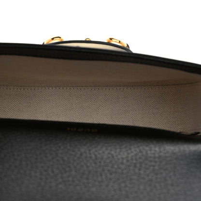 Gucci X ADIDAS Textured Dollar Calfskin Web Trefoil Mini Horsebit 1955 Shoulder Bag Black Off White 5 of 12