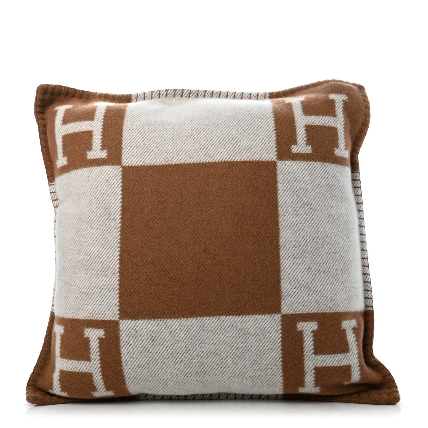 Hermes Wool Cashmere Avalon Pillow PM Ecru Camel 2 of 3