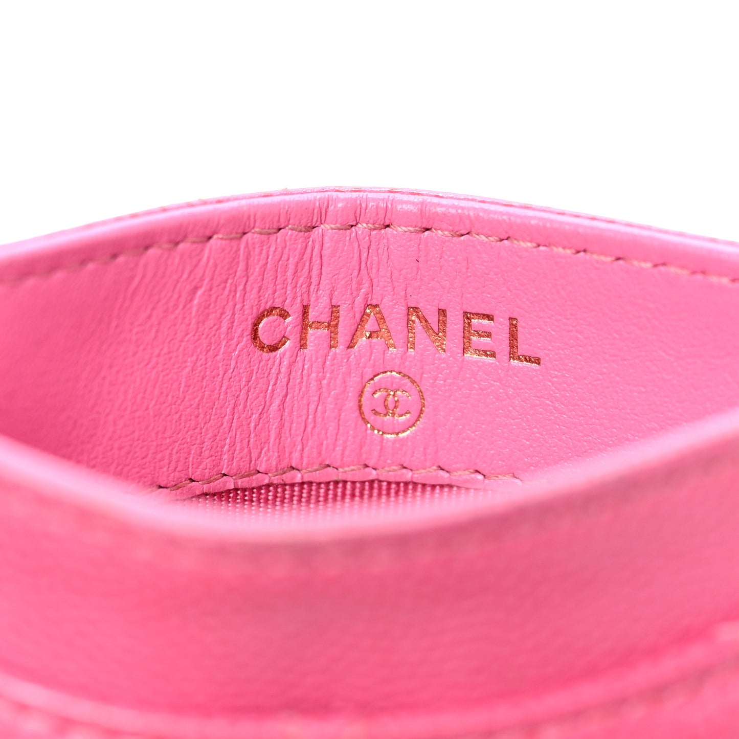 Caviar Quilted Card Holder Fuchsia
