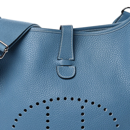 Hermes Taurillon Clemence Evelyne III GM Blue Jean 11 of 12