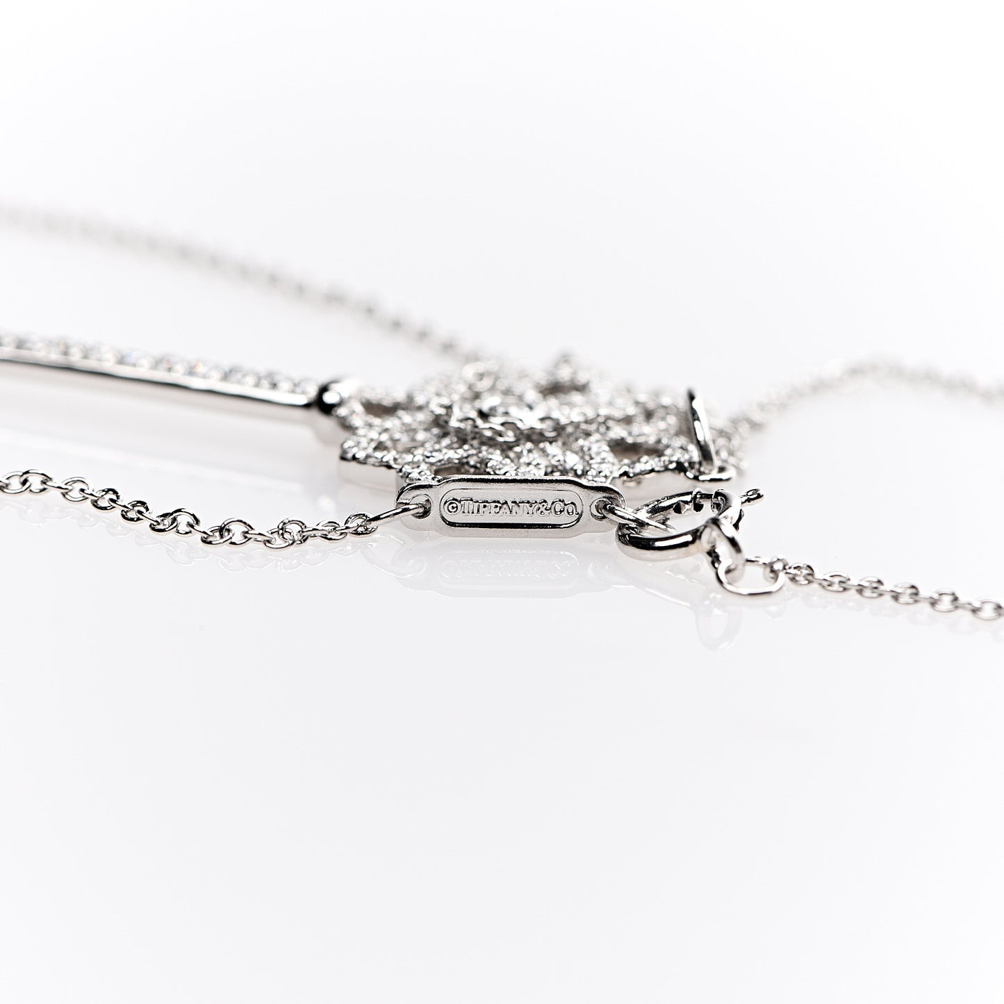Platinum Diamond Medium Woven Key Pendant Necklace