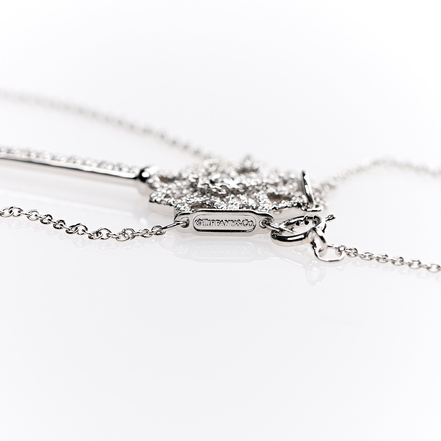 Tiffany Platinum Diamond Medium Woven Key Pendant Necklace 4 of 8