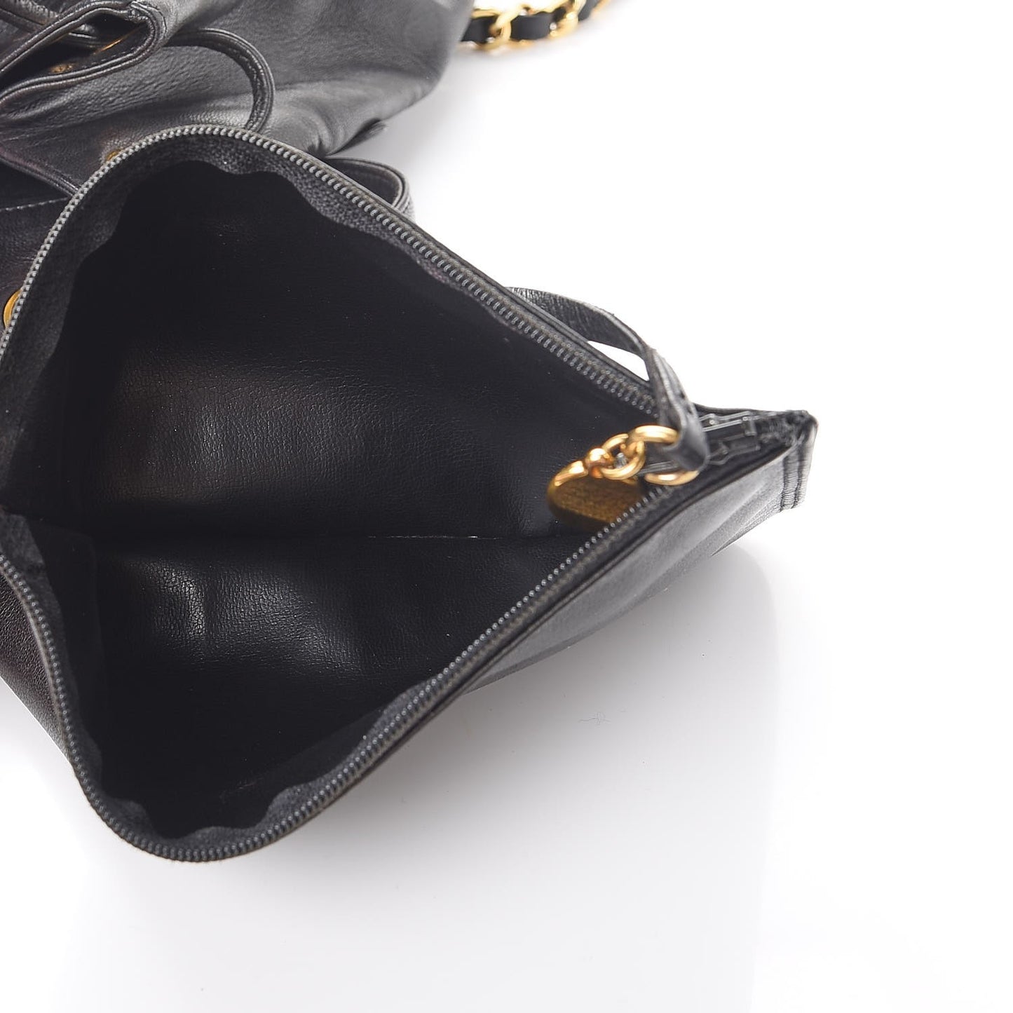 Lambskin CC Drawstring Backpack Black