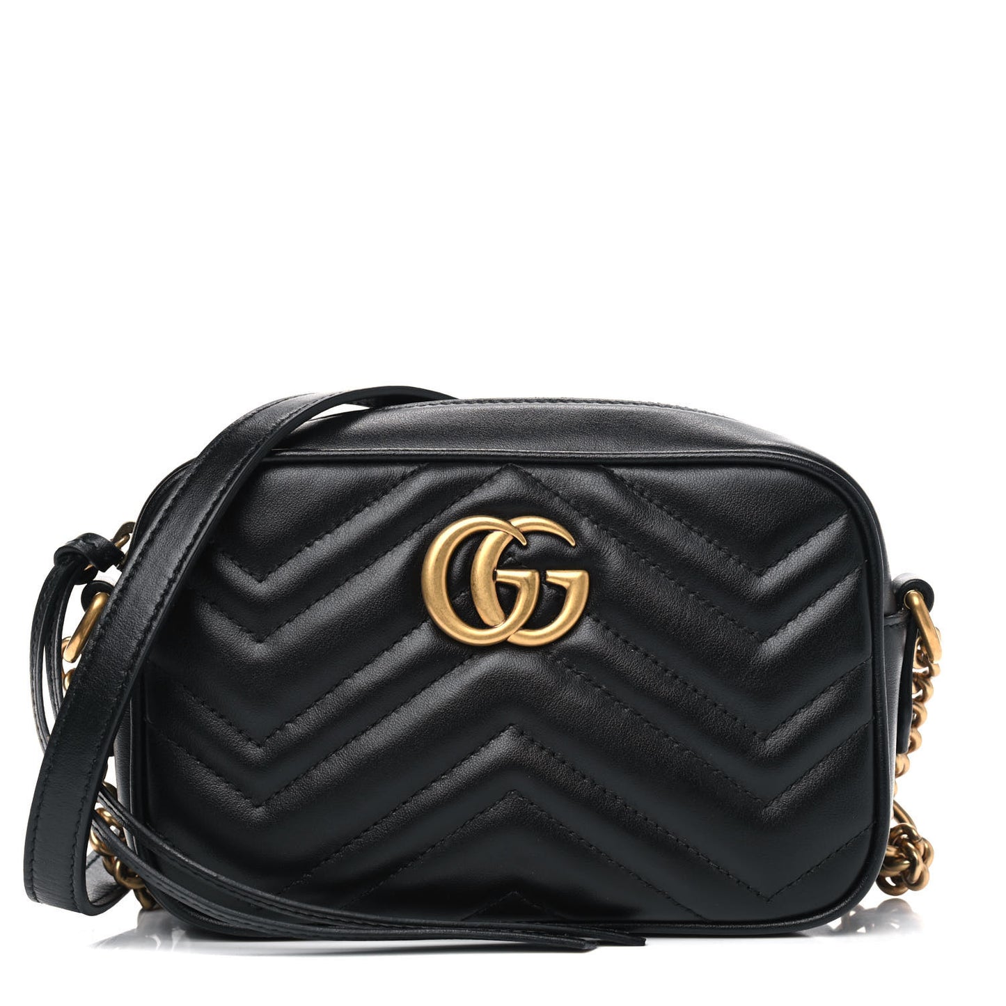 Calfskin Matelasse Mini GG Marmont Chain Shoulder Bag Black