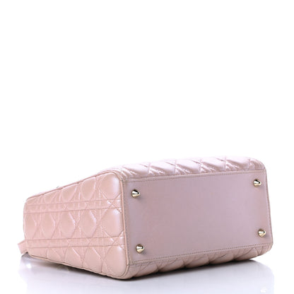 Christian Dior Pearly Lambskin Cannage Medium Lady Dior Lotus 4 of 16