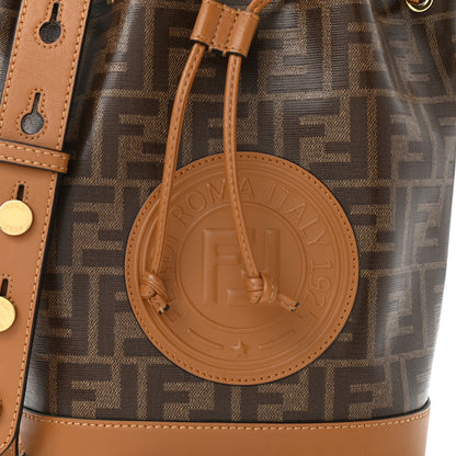 Fendi Glazed Fabric Vitello Grace F is Fendi FF 1974 Stamp Patch Grande Mon Tresor Bucket Bag Mogano Panna Nocciola 8 of 10