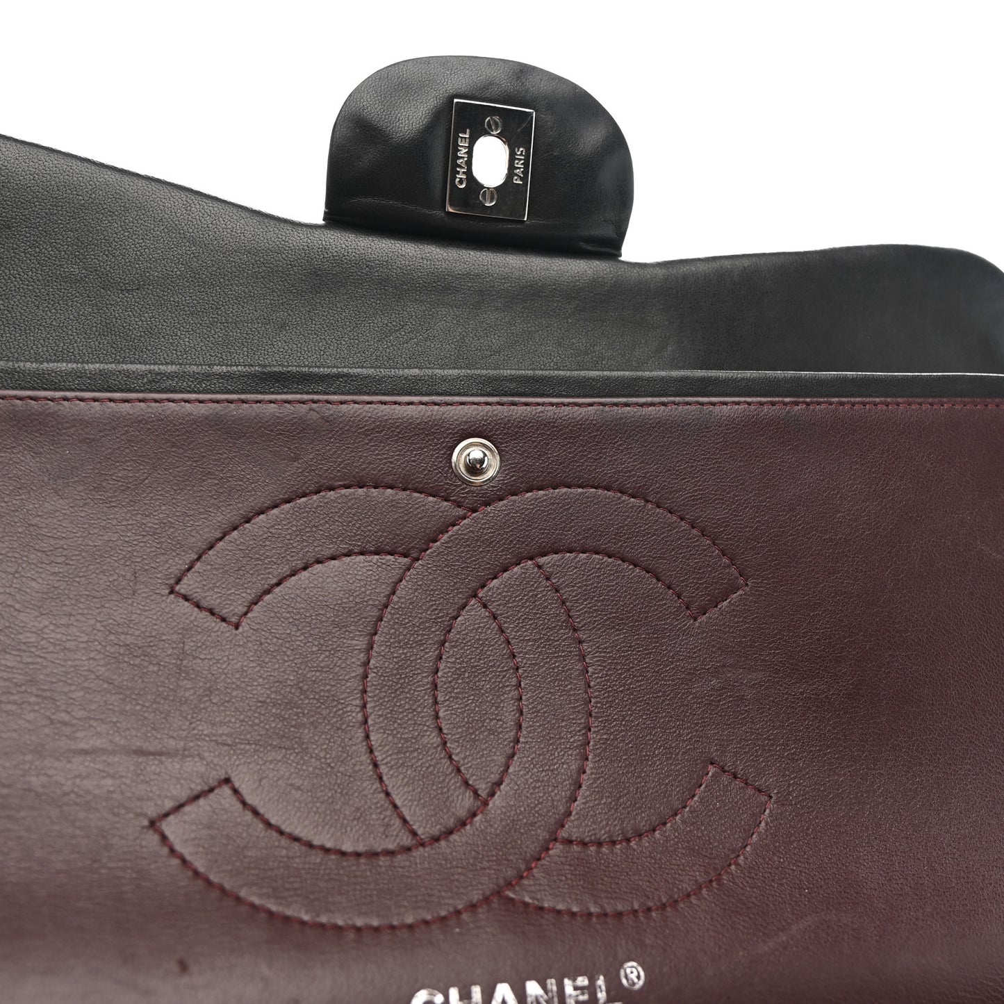 Lambskin Quilted Jumbo Double Flap Black