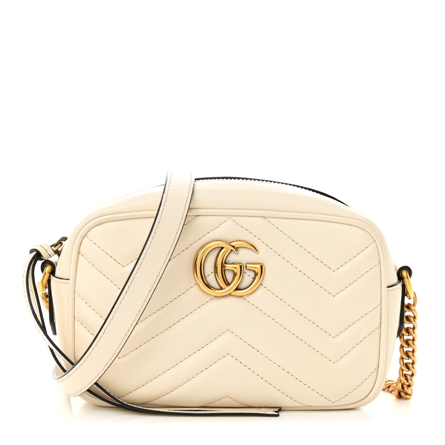 Gucci Calfskin Matelasse Mini GG Marmont Chain Shoulder Bag White 1 of 10