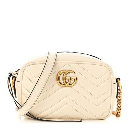 Gucci Calfskin Matelasse Mini GG Marmont Chain Shoulder Bag White 1 of 10