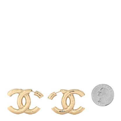Chanel Metal Large CC Earrings Light Gold 2 of 5