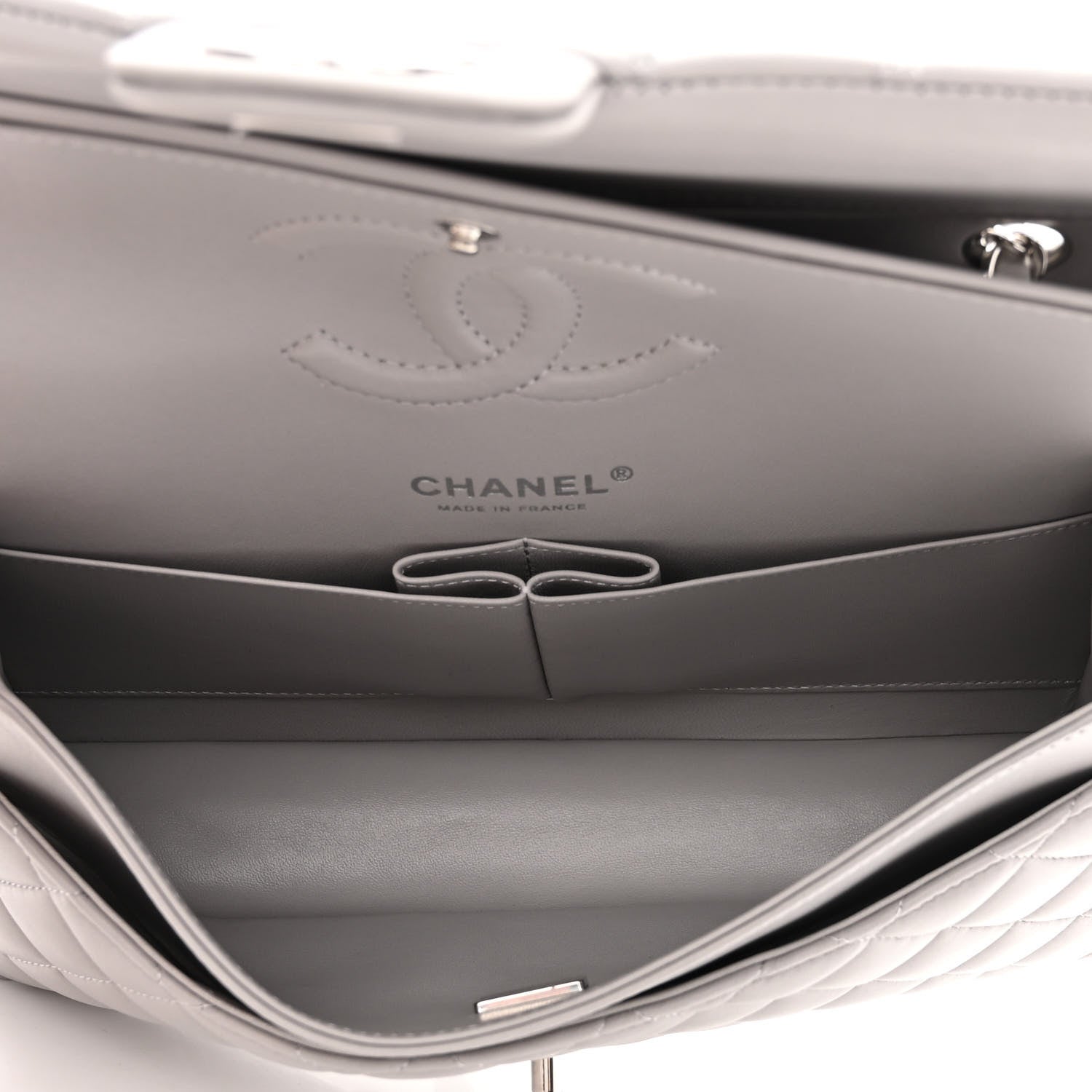 Chanel Lambskin Quilted Medium Double Flap Grey 5 of 11