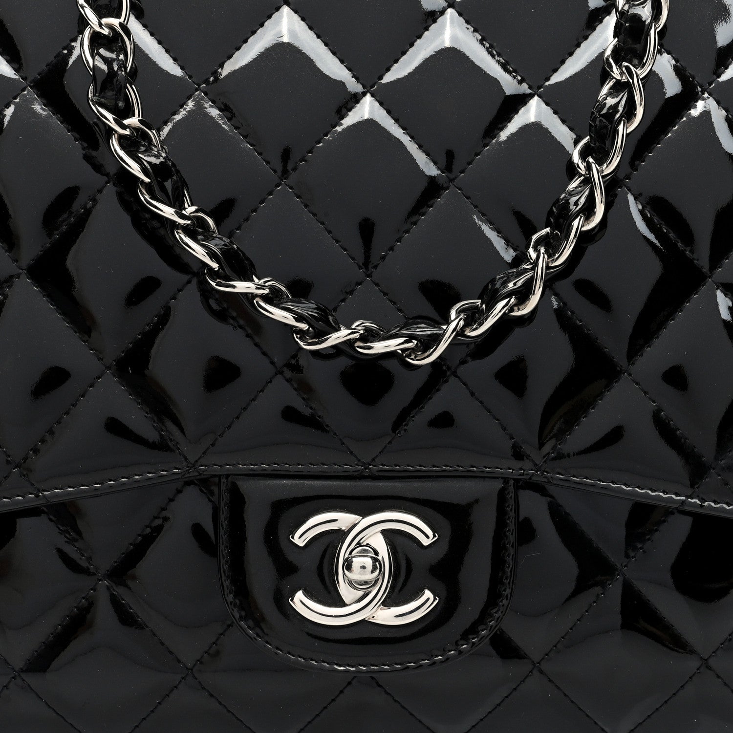 Chanel Patent Quilted Jumbo Double Flap Black 8 of 10