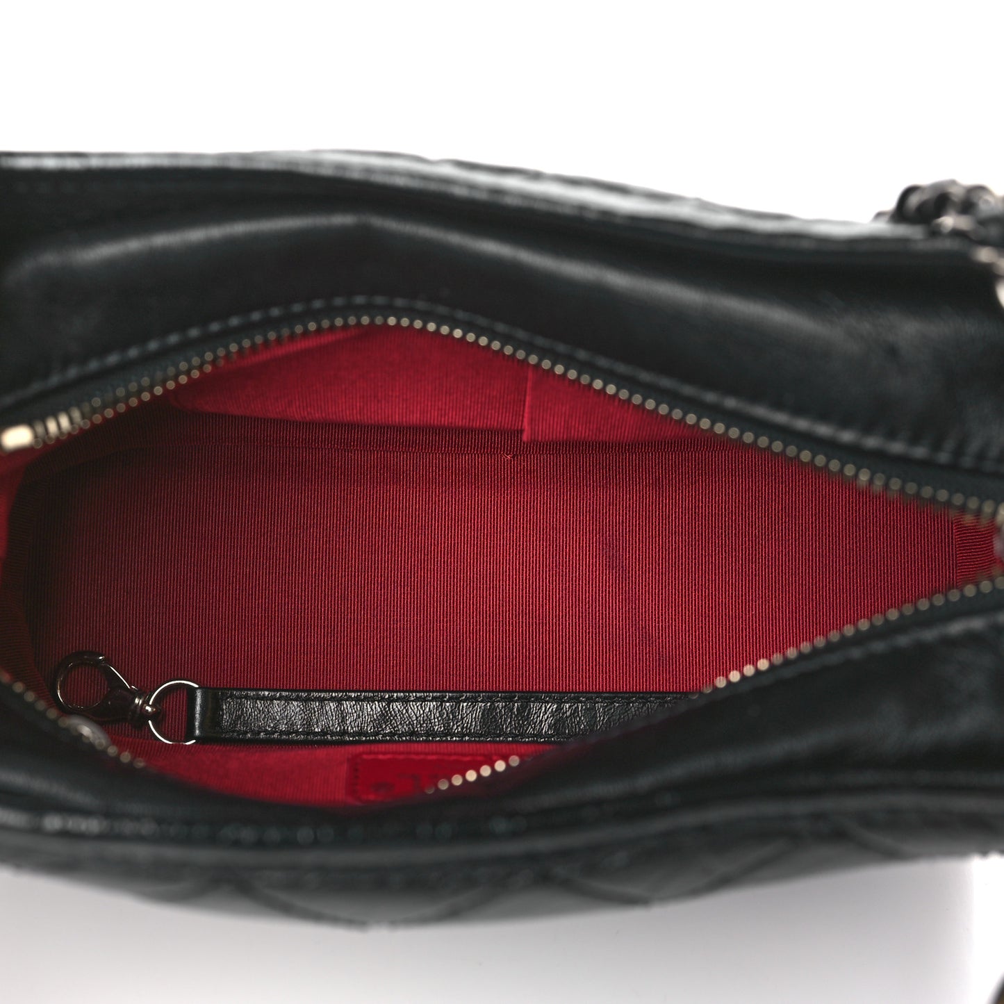 Aged Calfskin Quilted Small Gabrielle Hobo Black