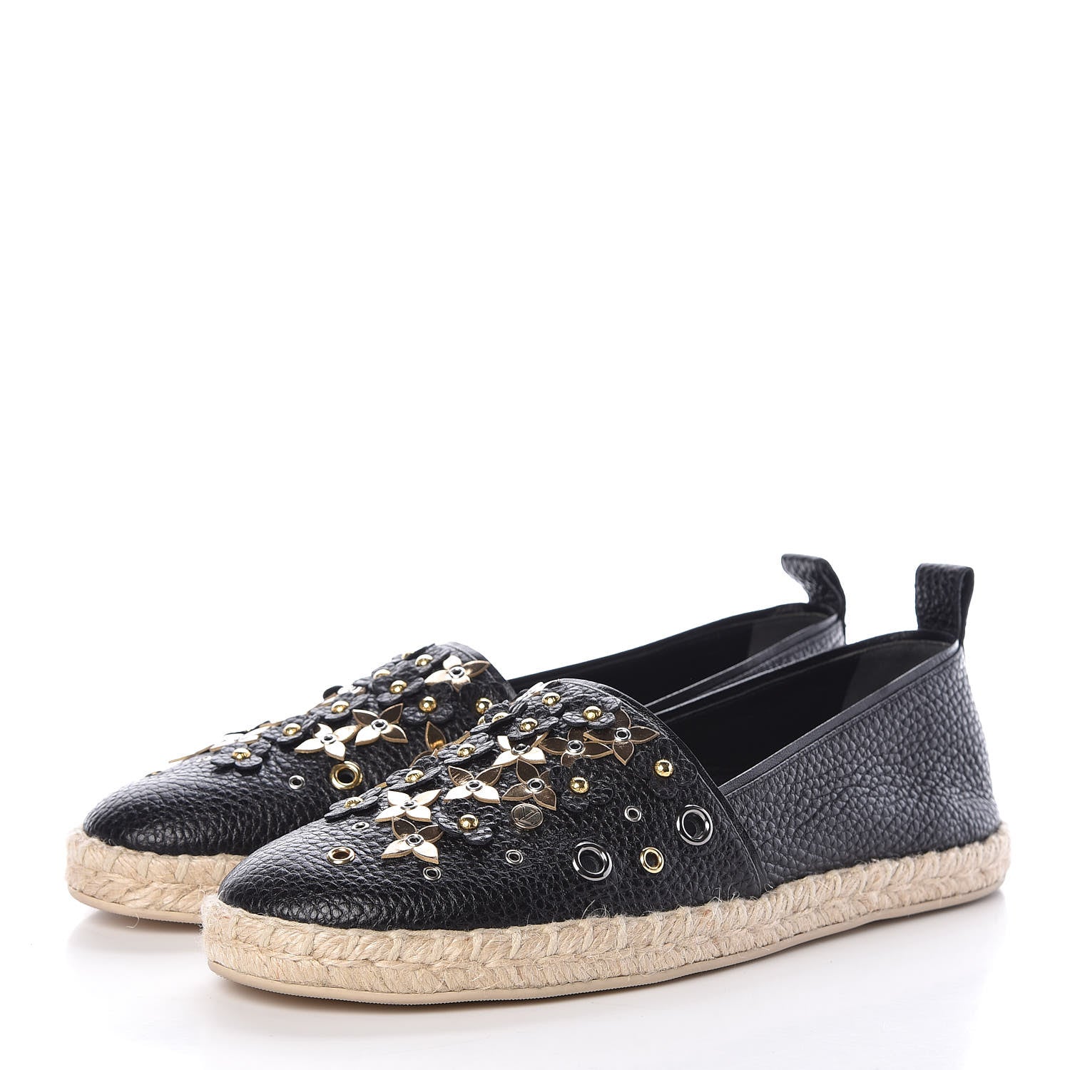 Louis Vuitton Calfskin Tropical Bloom Espadrille Flat 40 Black 3 of 8