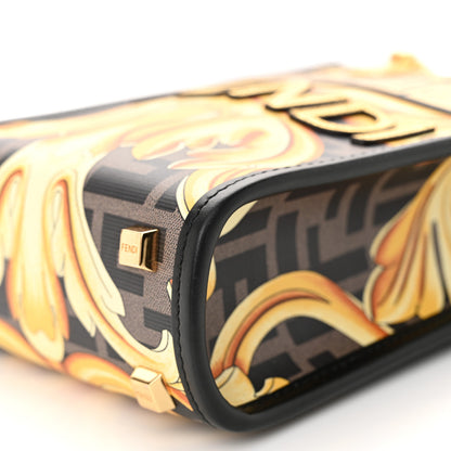 Fendi X VERSACE Vitello King Catalan Mirror Plexiglass Fendace FF Baroque Logo Mini Fendi Sunshine Shopper Tote Black Gold 10 of 11