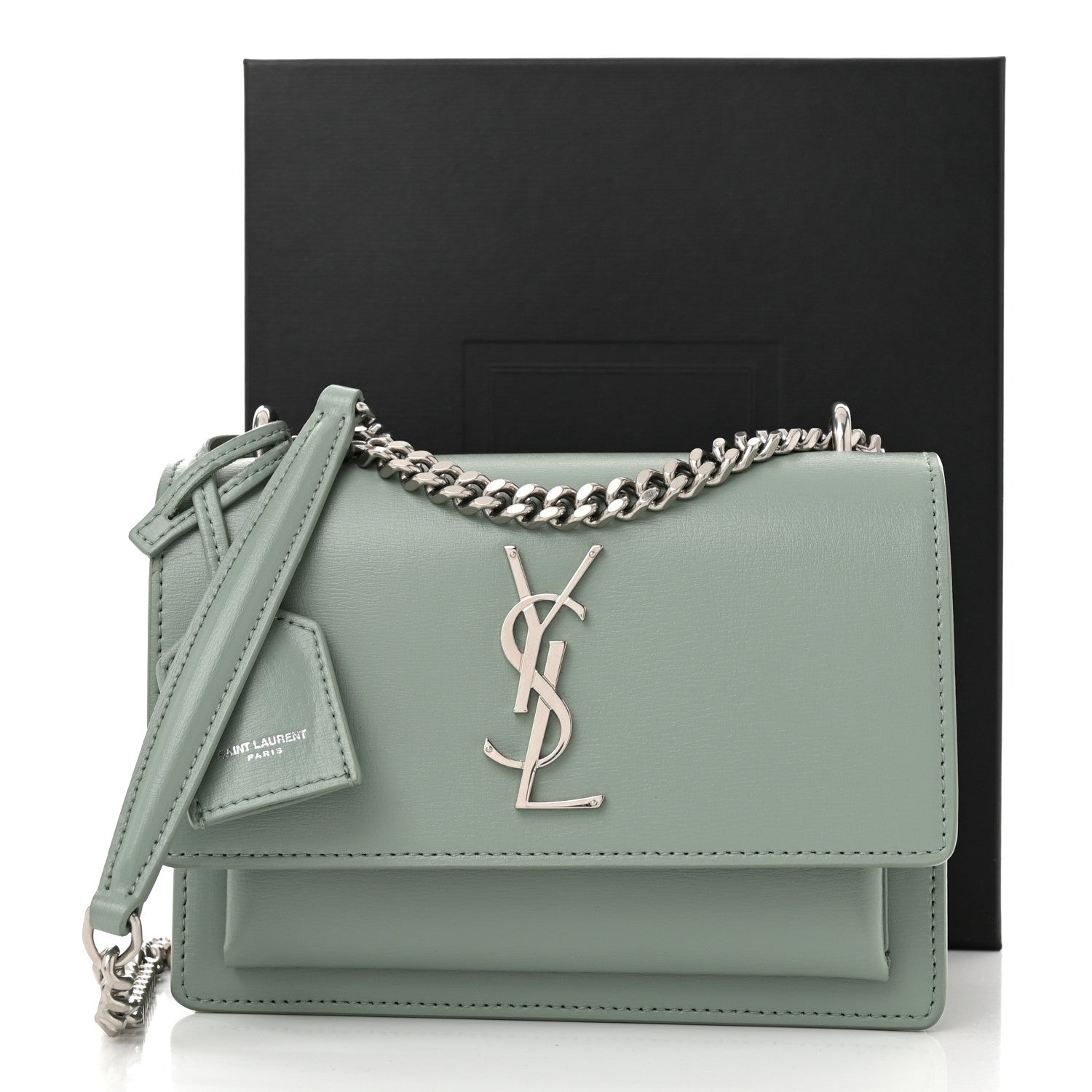 Saint Laurent Calfskin Small Monogram Sunset Vert Opaline 10 of 10