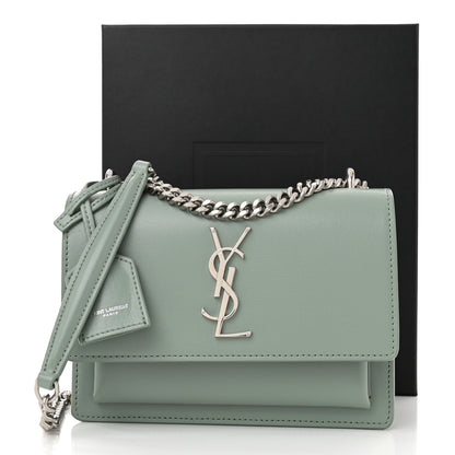 Saint Laurent Calfskin Small Monogram Sunset Vert Opaline 10 of 10