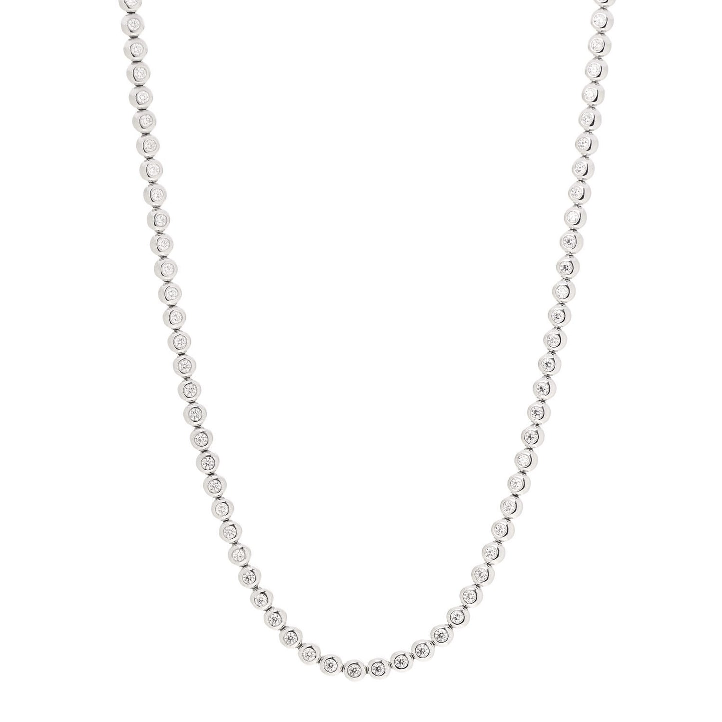 Platinum Diamond Elsa Peretti Bezel Set Tennis Necklace