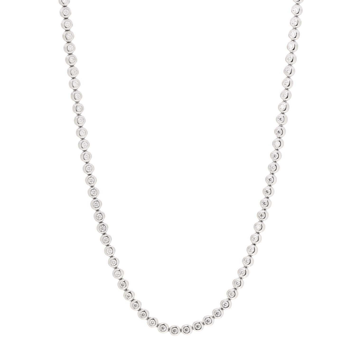 Tiffany Platinum Diamond Elsa Peretti Bezel Set Tennis Necklace 1 of 4