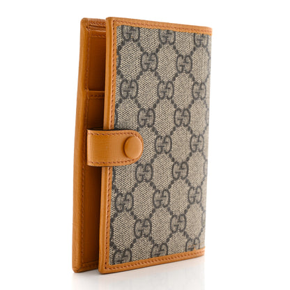 Gucci GG Supreme Monogram Textured Calfskin Retro Interlocking G Passport Case Beige Yellow 3 of 14