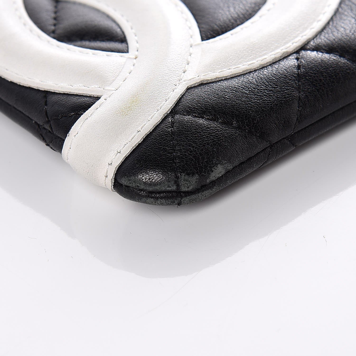 Chanel Calfskin Quilted Cambon Cosmetic Pouch Black White 8 of 12