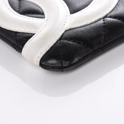 Chanel Calfskin Quilted Cambon Cosmetic Pouch Black White 8 of 12