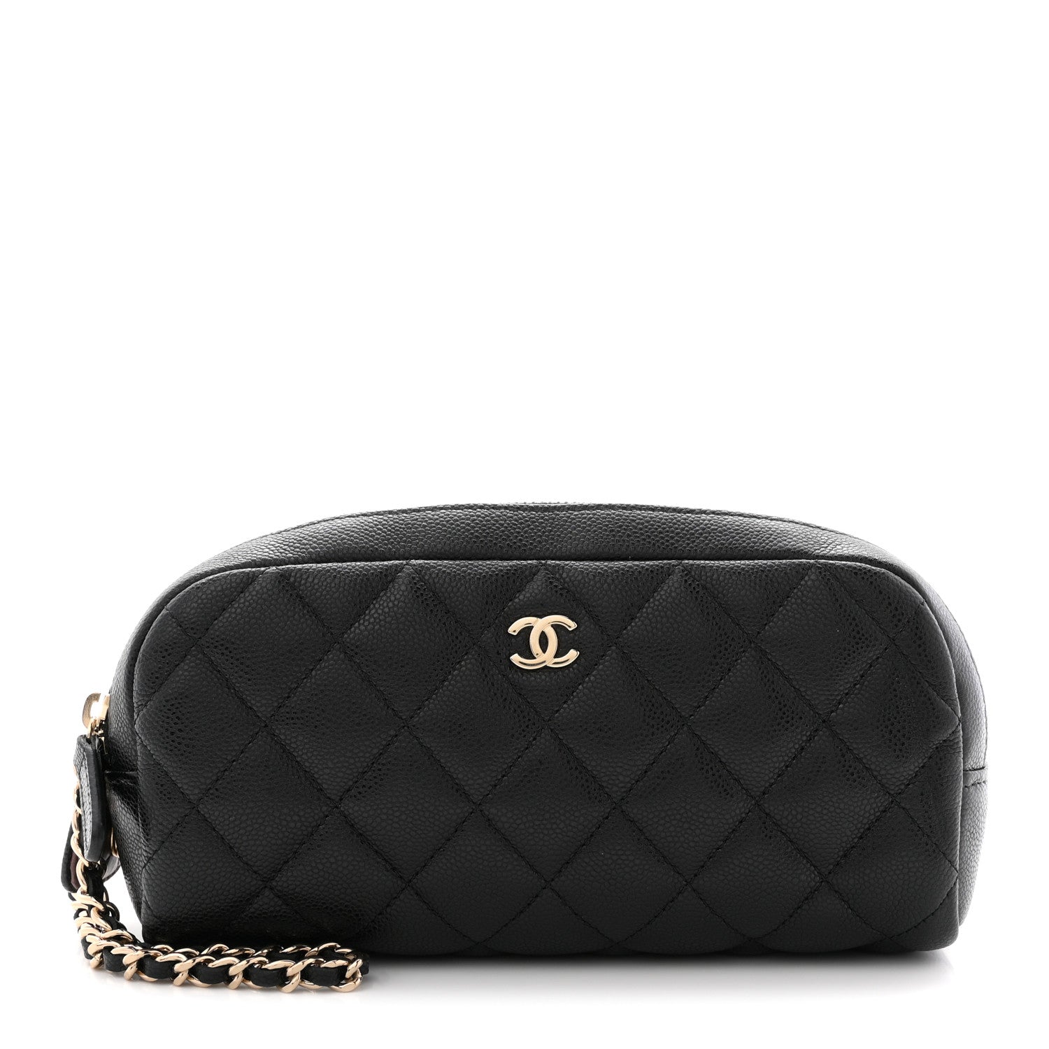 Chanel Caviar Quilted Double Zip Pouch Cosmetic Case Black 1 of 10