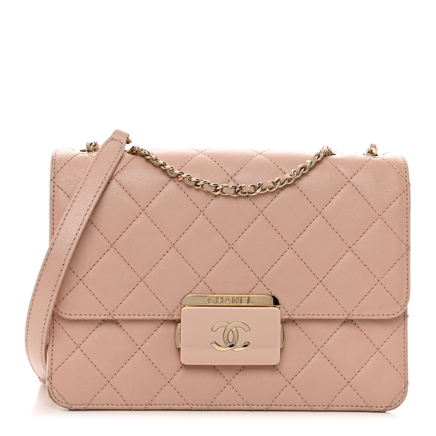 Sheepskin Quilted Beauty Lock Flap Pink