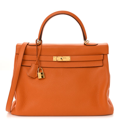 Hermes Taurillon Clemence Kelly Retourne 35 Orange 1 of 10