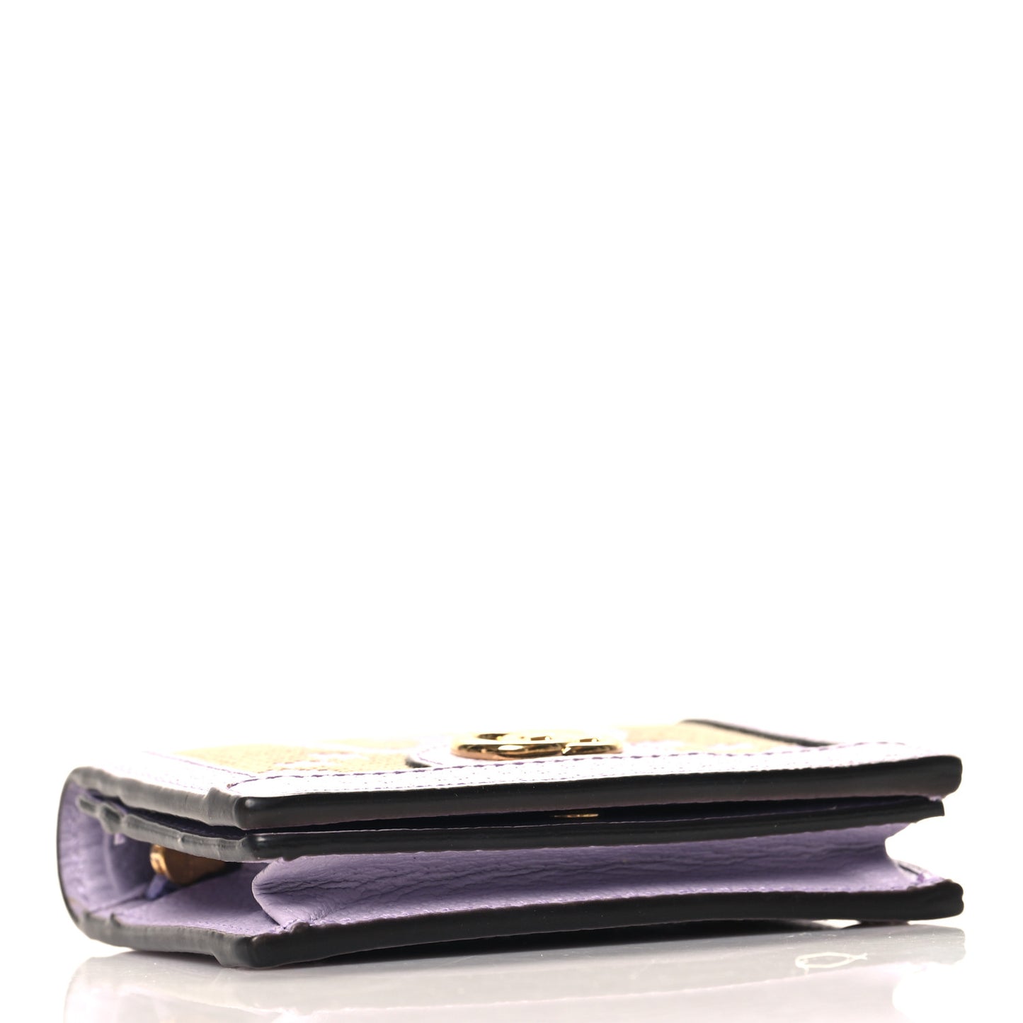 Monogram Jumbo GG Textured Dollar Calfskin Ophidia Card Case Beige Lapis