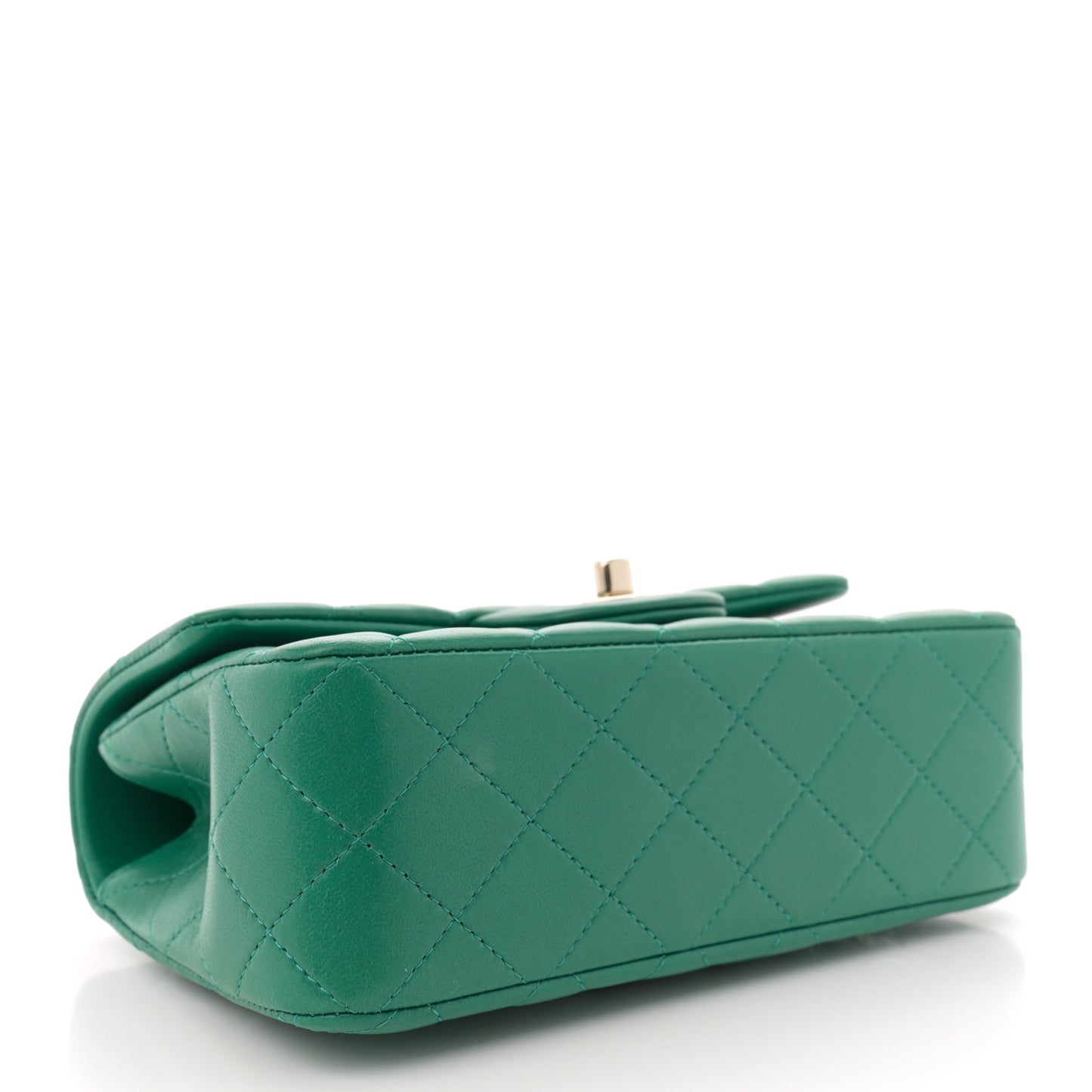 Lambskin Quilted Mini Top Handle Rectangular Flap Green