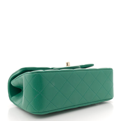 Chanel Lambskin Quilted Mini Top Handle Rectangular Flap Green 4 of 12