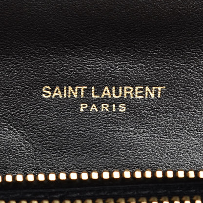 Saint Laurent Calfskin Matelasse Chevron Studded Monogram Medium College Bag Black 6 of 8