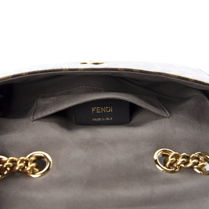 Fendi Glazed Fabric Vitello Century FF 1974 Stamp Patch Mini Double F Crossbody Bag Mogano Panna Caramello 6 of 10
